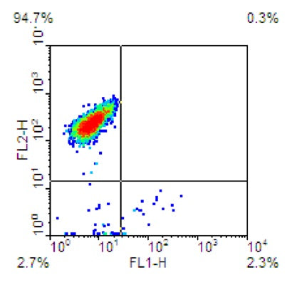 Figure 4. Flow cytometer set up: set up dot plot histogram of FL2 vs FL1.